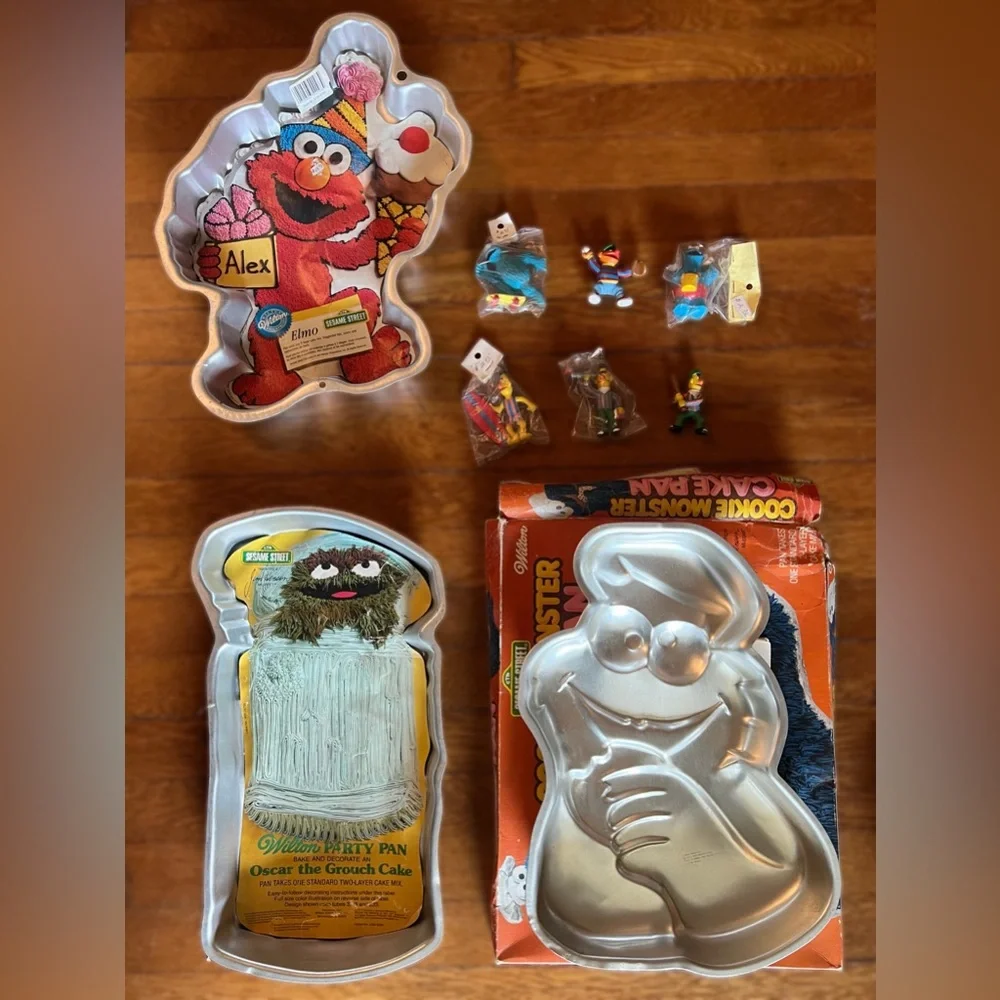 Vintage Wilton Sesame Street Character Cake Pans and Cake Toppers